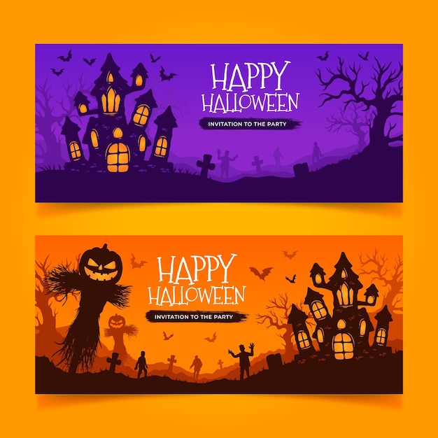 Hand gezeichnete halloween-banner