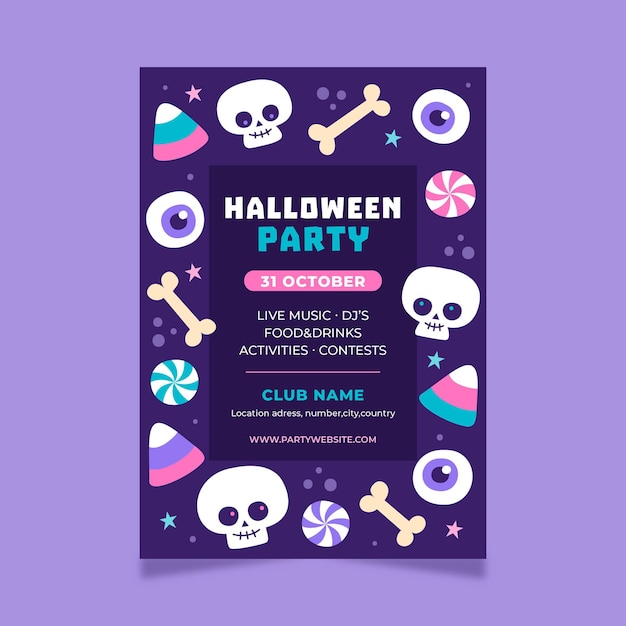 Kostenloser Vektor hand gezeichnete halloween-partyplakatschablone