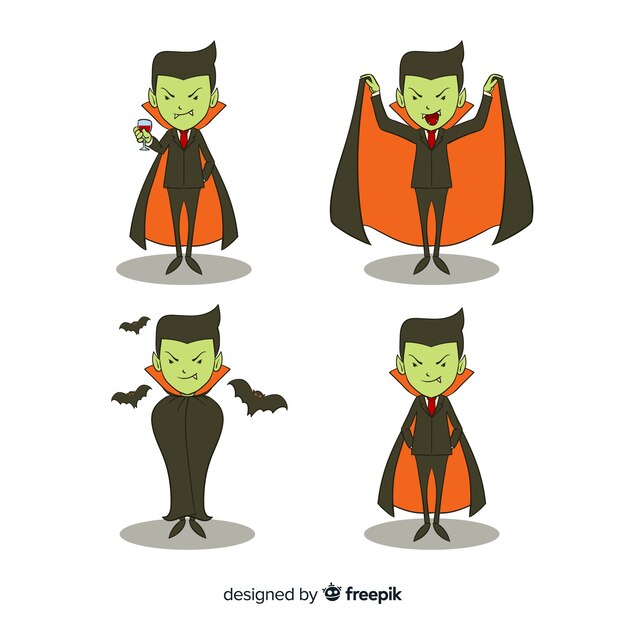 Hand gezeichnete Halloween-Vampirschartsammlung