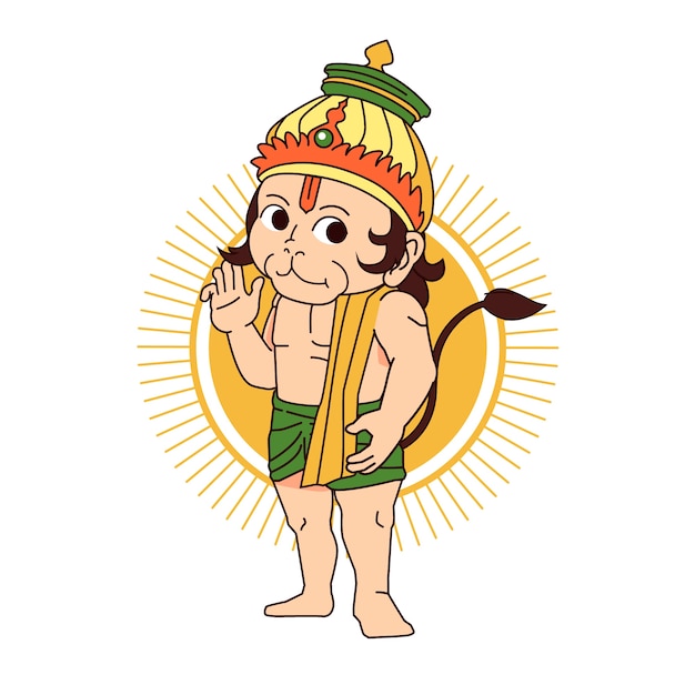 Hand gezeichnete hanuman jayanti illustration