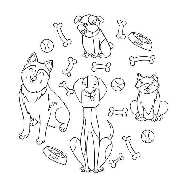 Hand gezeichnete Hundeentwurfsillustration