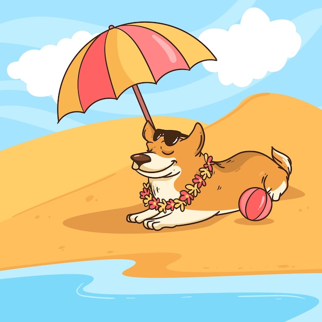 Hand gezeichnete Hundepoolpartyillustration