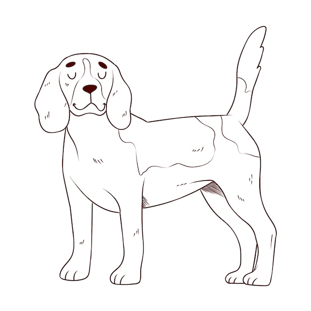 Hand gezeichnete Hundeumrissillustration