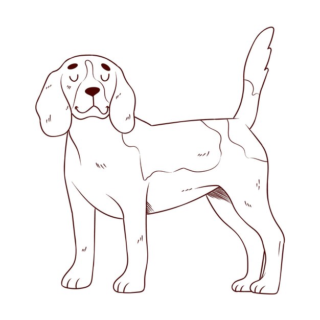 Hand gezeichnete Hundeumrissillustration