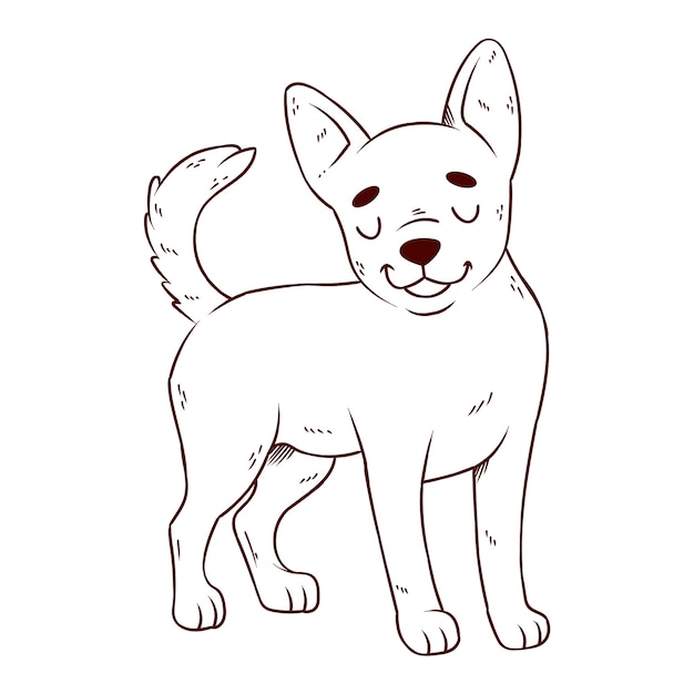 Hand gezeichnete Hundeumrissillustration