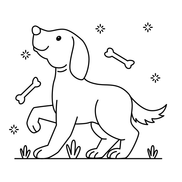 Hand gezeichnete Hundeumrissillustration