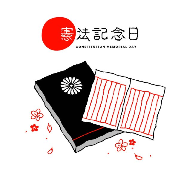 Hand gezeichnete japanische Verfassungsgedenktagillustration