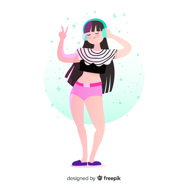 Hand gezeichnete junge Leute, die Illustration tanzen