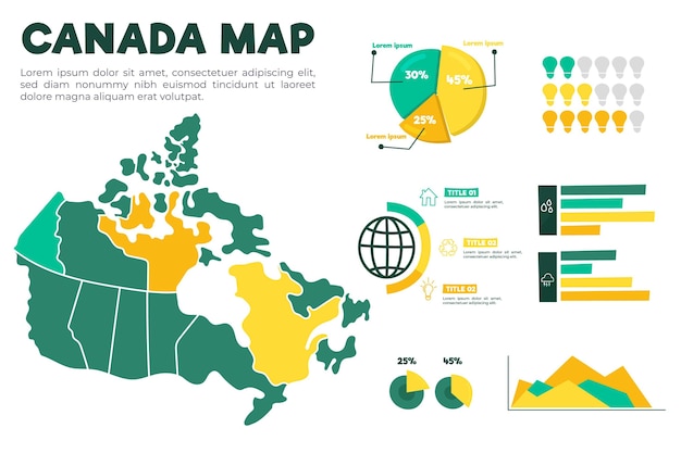 Kostenloser Vektor hand gezeichnete kanada-karten-infografik