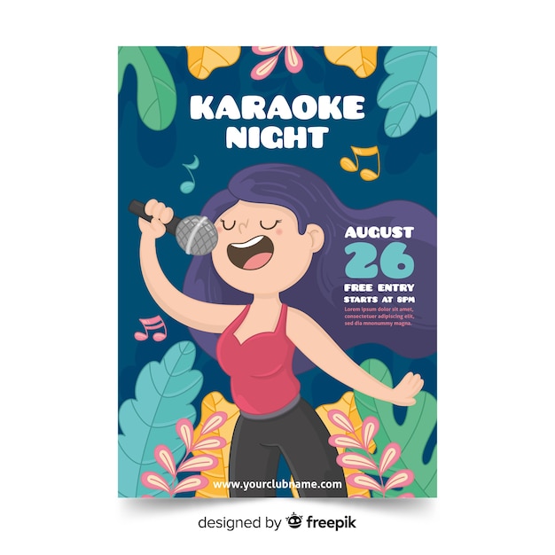 Hand gezeichnete karaoke-plakat-vorlage