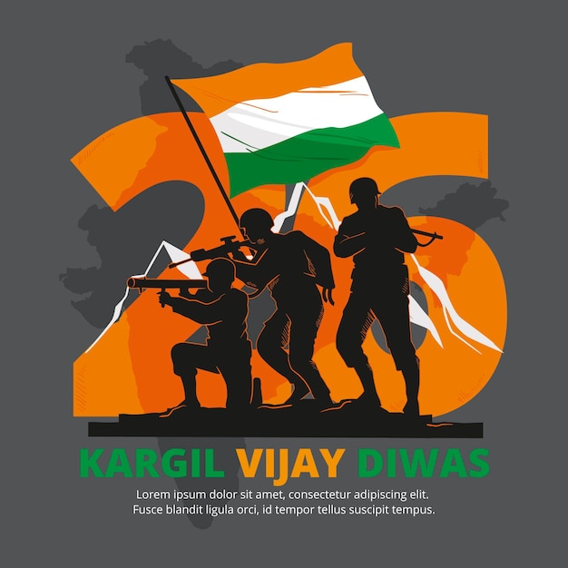 Hand gezeichnete kargil vijay diwas illustration