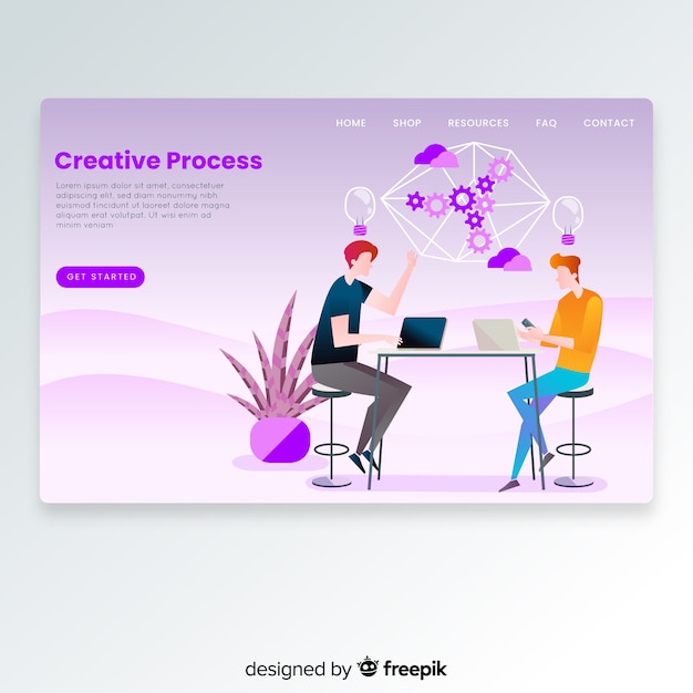 Hand gezeichnete kreative prozesslandungsseite