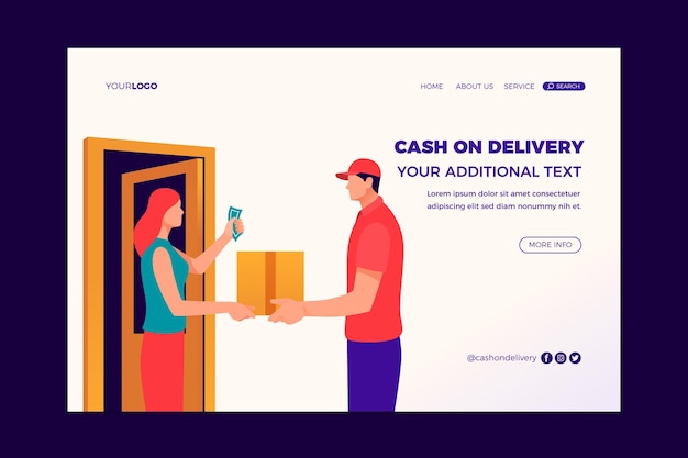 Hand gezeichnete Landingpage-Vorlage für Nachnahme