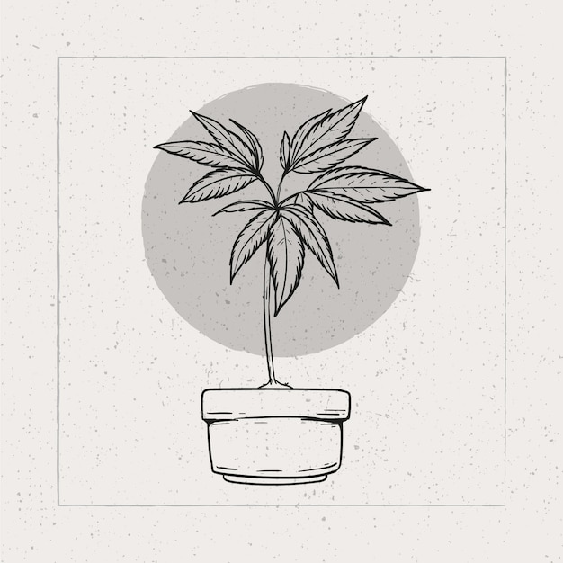 Kostenloser Vektor hand gezeichnete marihuana-blatt-umrissillustration