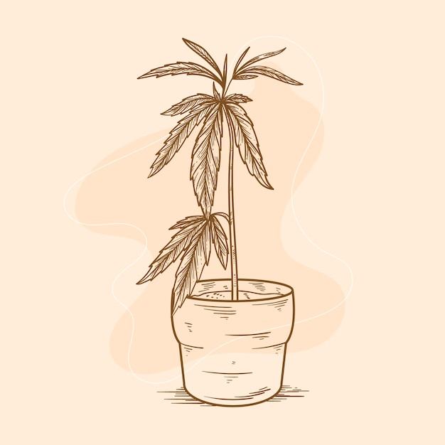 Hand gezeichnete marihuana-blatt-umrissillustration