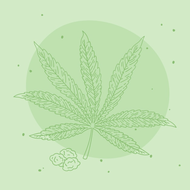 Kostenloser Vektor hand gezeichnete marihuana-blatt-umrissillustration