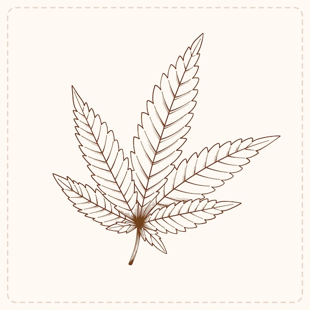 Hand gezeichnete Marihuana-Blatt-Umrissillustration