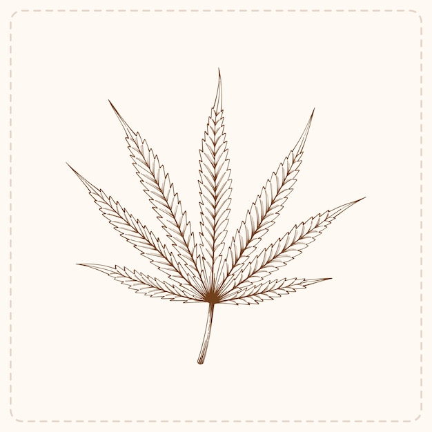 Kostenloser Vektor hand gezeichnete marihuana-blatt-umrissillustration