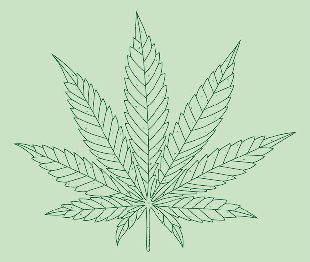 Kostenloser Vektor hand gezeichnete marihuana-blatt-umrissillustration