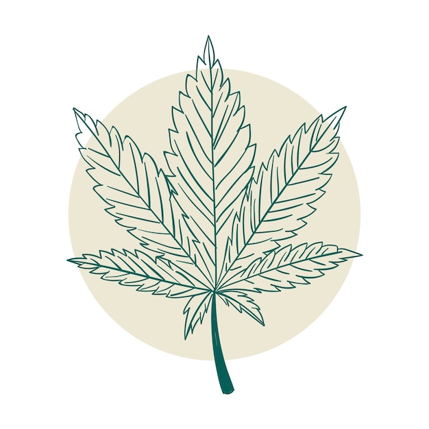 Kostenloser Vektor hand gezeichnete marihuana-blatt-umrissillustration