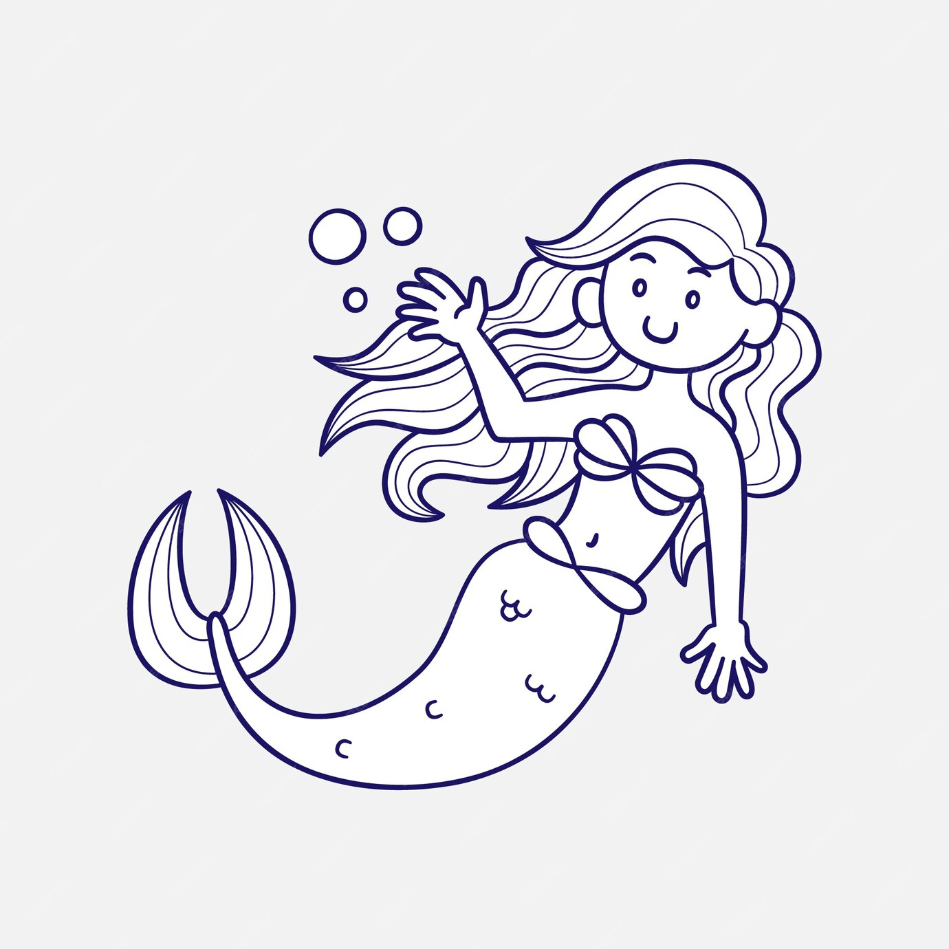 Hand gezeichnete meerjungfrau-umrissillustration | Kostenlose Vektor Hand gezeichnete meerjungfrau-umrissillustration | Kostenlose Vektor