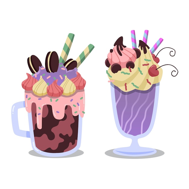 Hand gezeichnete monster shakes