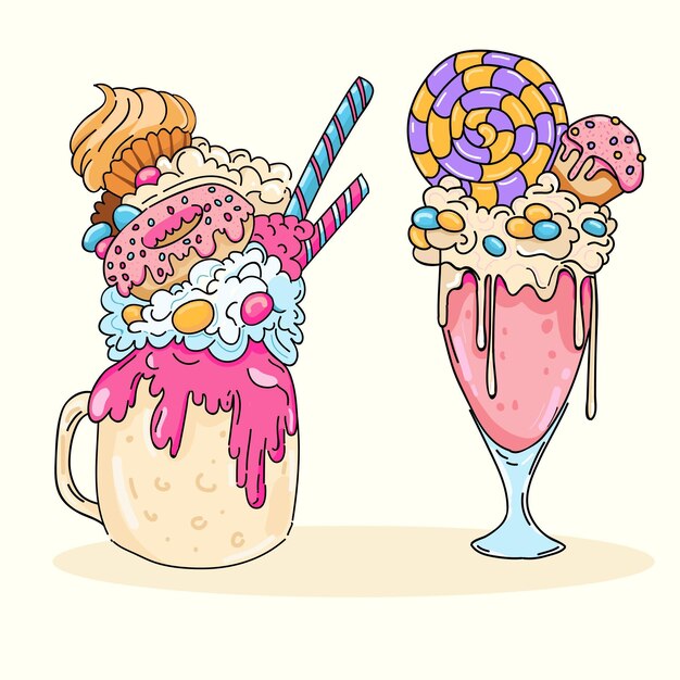 Hand gezeichnete monster shakes