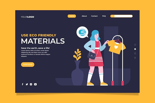 Hand gezeichnete nachhaltige mode-landingpage-vorlage
