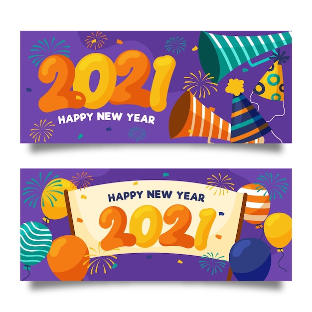 Hand gezeichnete neujahr 2021 party banner