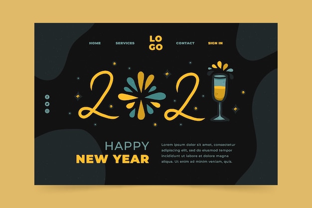 Hand gezeichnete neujahrs-landingpage