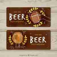 Kostenloser Vektor hand gezeichnete oktoberfest banner mit vintage-stil