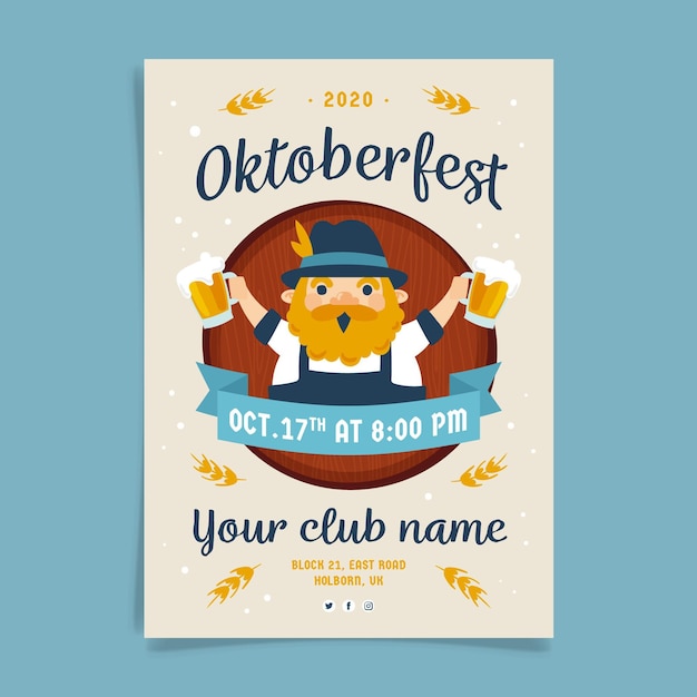 Hand gezeichnete oktoberfest plakatschablone