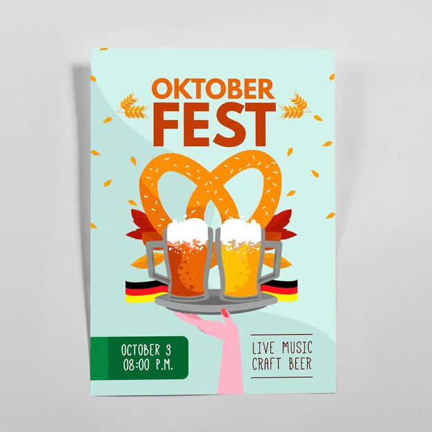 Hand gezeichnete oktoberfest plakatschablone