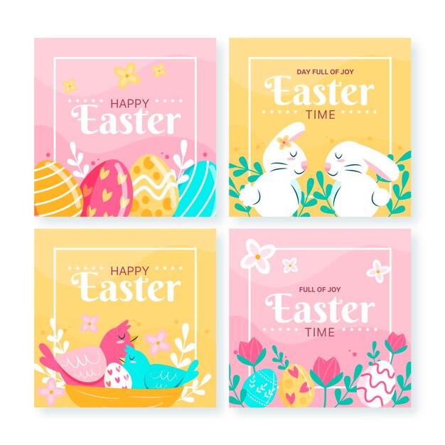 Hand gezeichnete Ostern Instagram Beiträge Sammlung