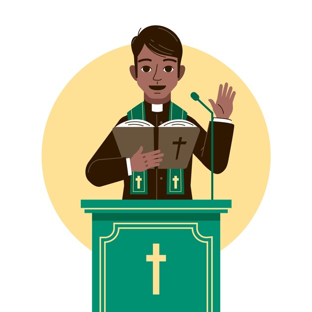 Hand gezeichnete Pastorillustration des flachen Designs