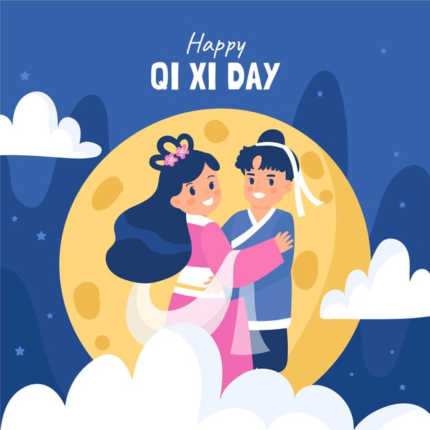 Hand gezeichnete Qi XI Tagesillustration