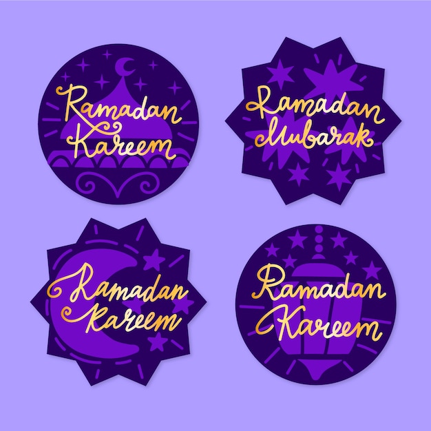 Hand gezeichnete ramadan-etikettensammlung