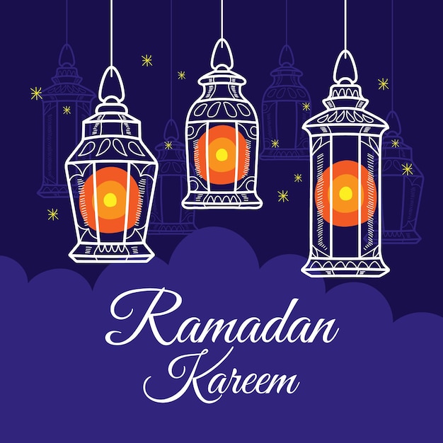 Hand gezeichnete ramadan kareem illustration