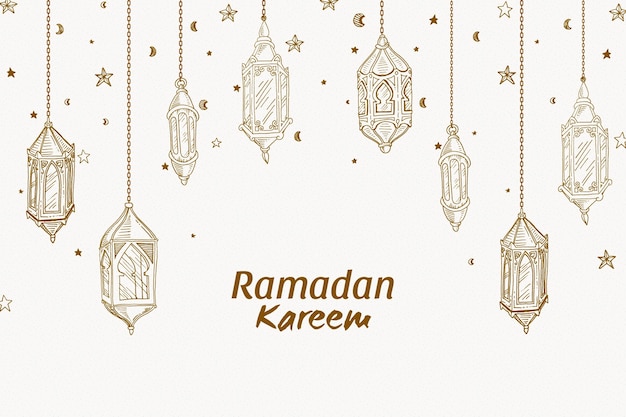 Kostenloser Vektor hand gezeichnete ramadan kareem illustration