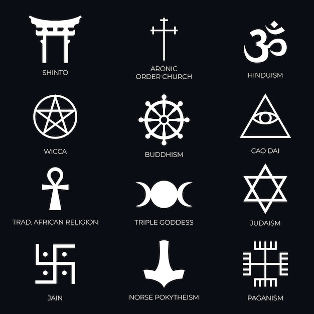 Hand gezeichnete religiöse symbolsammlung des flachen designs