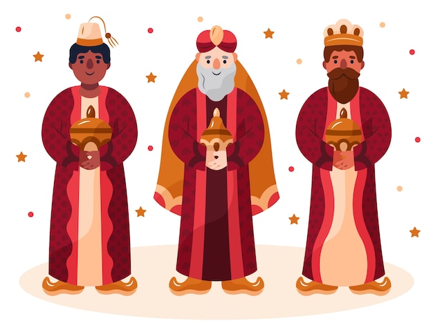 Kostenloser Vektor hand gezeichnete reyes magos zeichen illustration