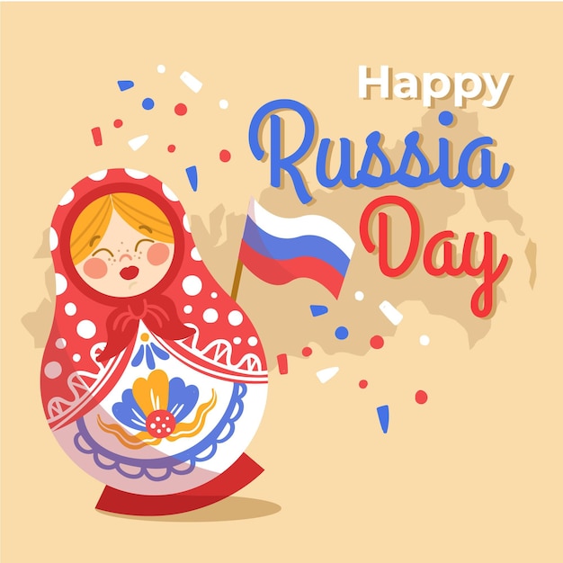 Kostenloser Vektor hand gezeichnete russland-tagesillustration