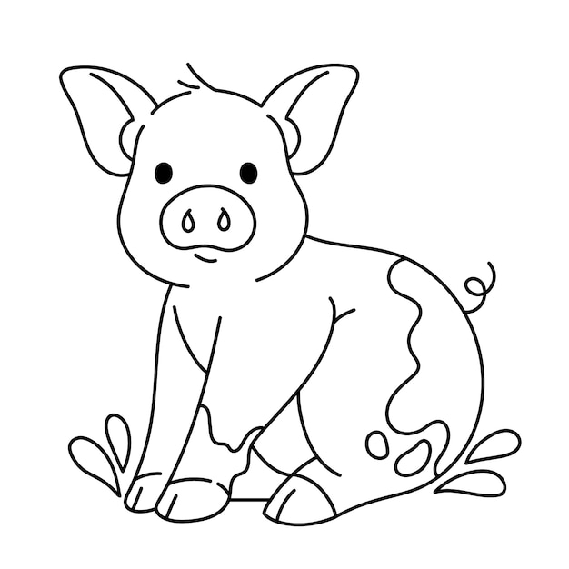 Hand gezeichnete schwein-umrissillustration