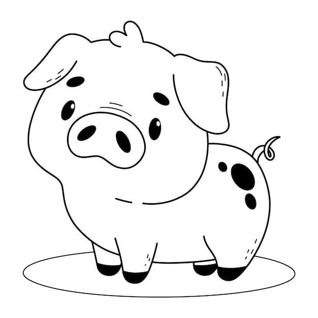 Kostenloser Vektor hand gezeichnete schwein-umrissillustration