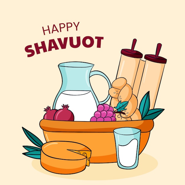 Kostenloser Vektor hand gezeichnete shavuot-illustration