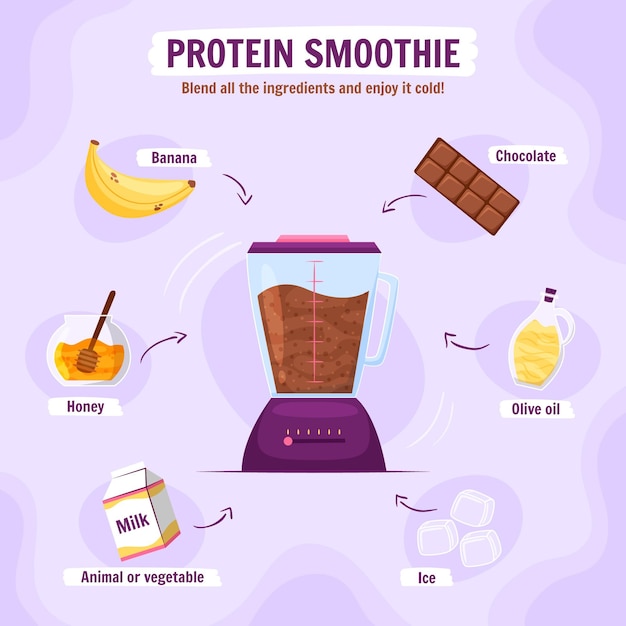 Hand gezeichnete smoothies im mixerglas