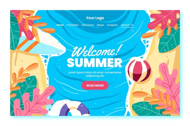 Hand gezeichnete sommer-landingpage-vorlage