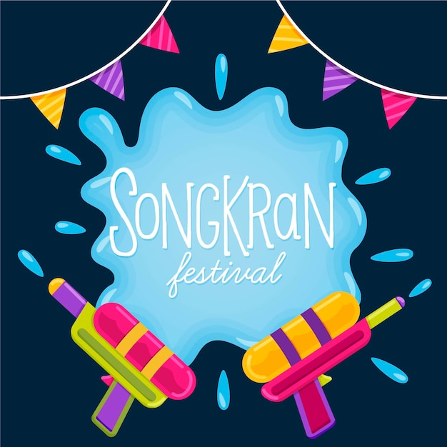 Hand gezeichnete songkran-illustration