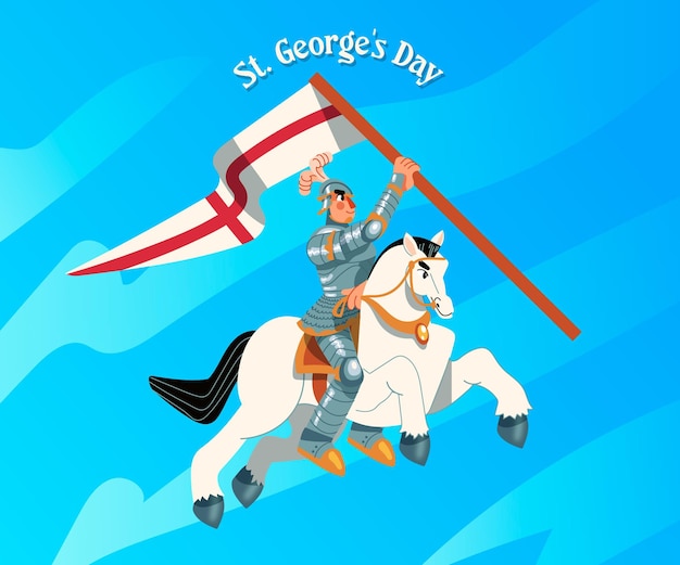 Kostenloser Vektor hand gezeichnete st. george's day illustration mit ritter