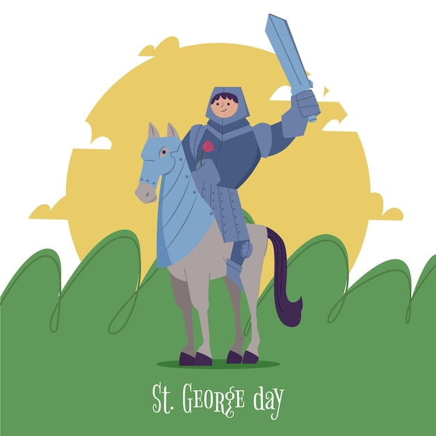 Hand gezeichnete st. George's Day Illustration mit Ritter